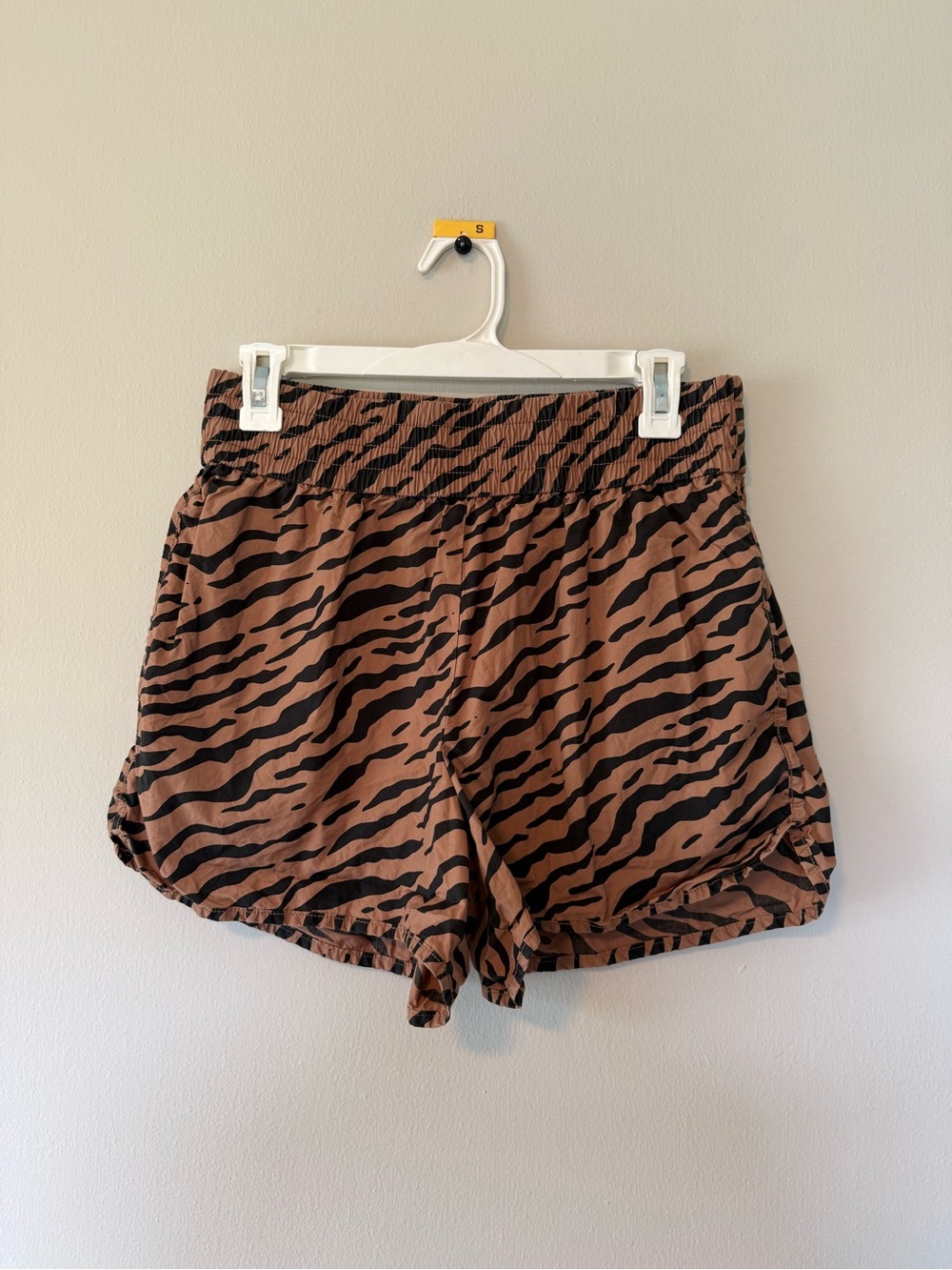 Everlane womens the poplin boxer short tiger stripe toasted coconut - Picture 2 of 5